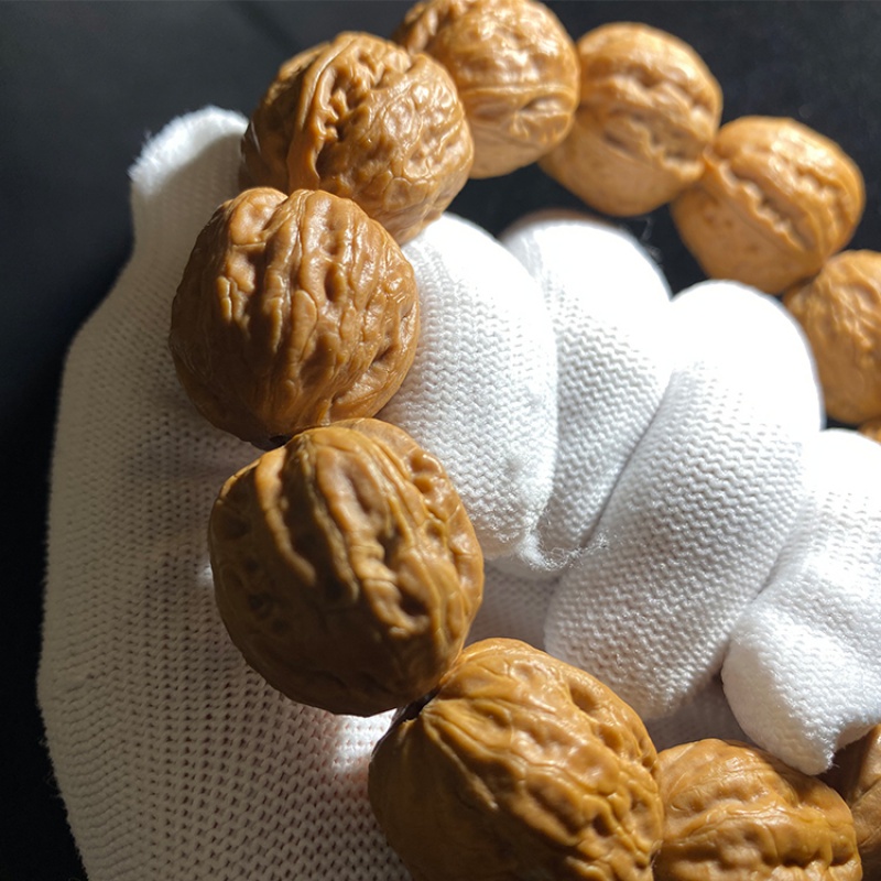 冰珂天然野生山核桃文玩核桃蛤蟆头手串22mm 男士矮桩京八棱秋子小