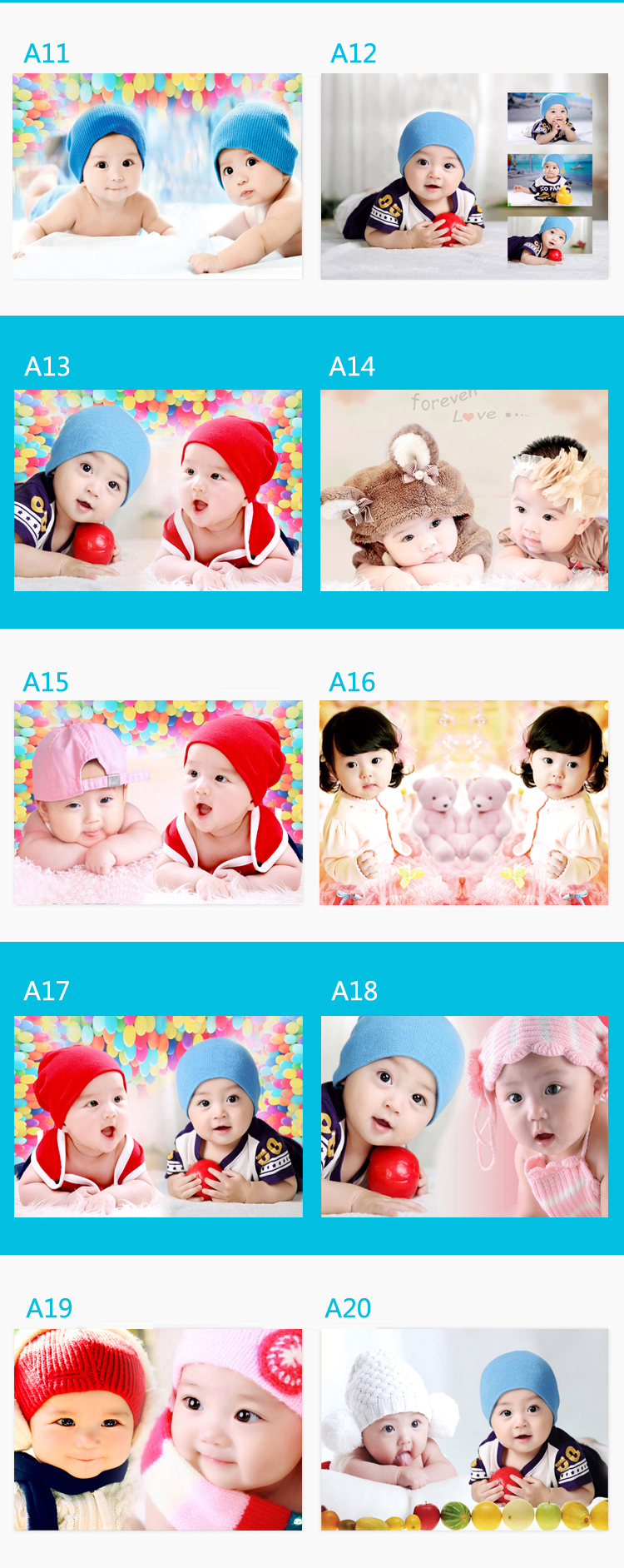 龙哥家居漂亮女宝宝图片海报孕妇胎教照片画双胞胎婴儿墙贴bb墙贴画报