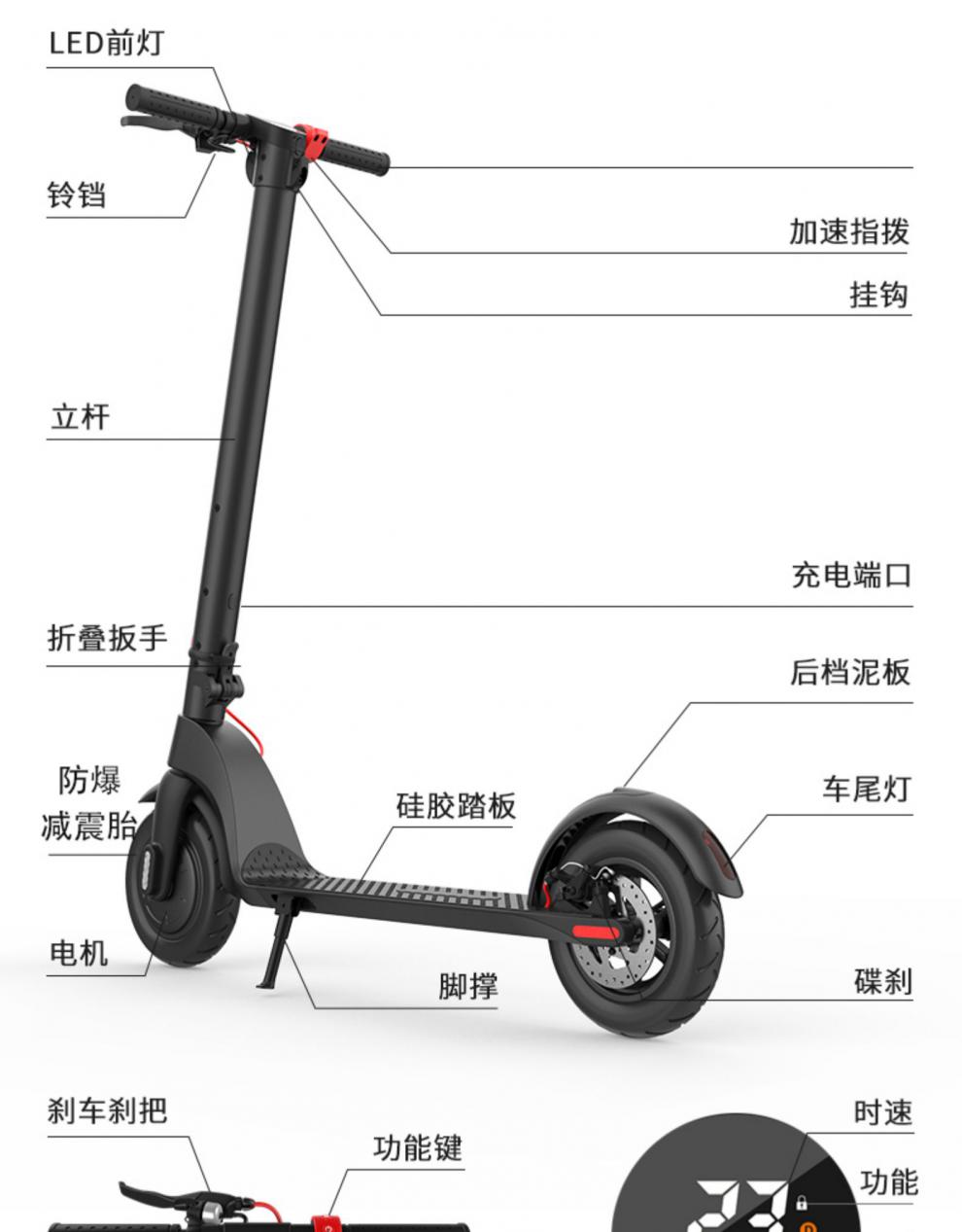 站骑式电动滑板车折叠小型迷你代步车便携电动车滑板车代步车x785英寸