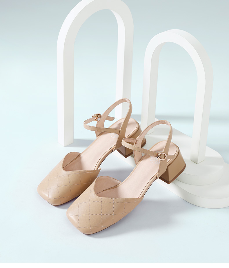 camel骆驼官方店女鞋春夏季优雅英伦经典时尚简约气质通勤方头女中后