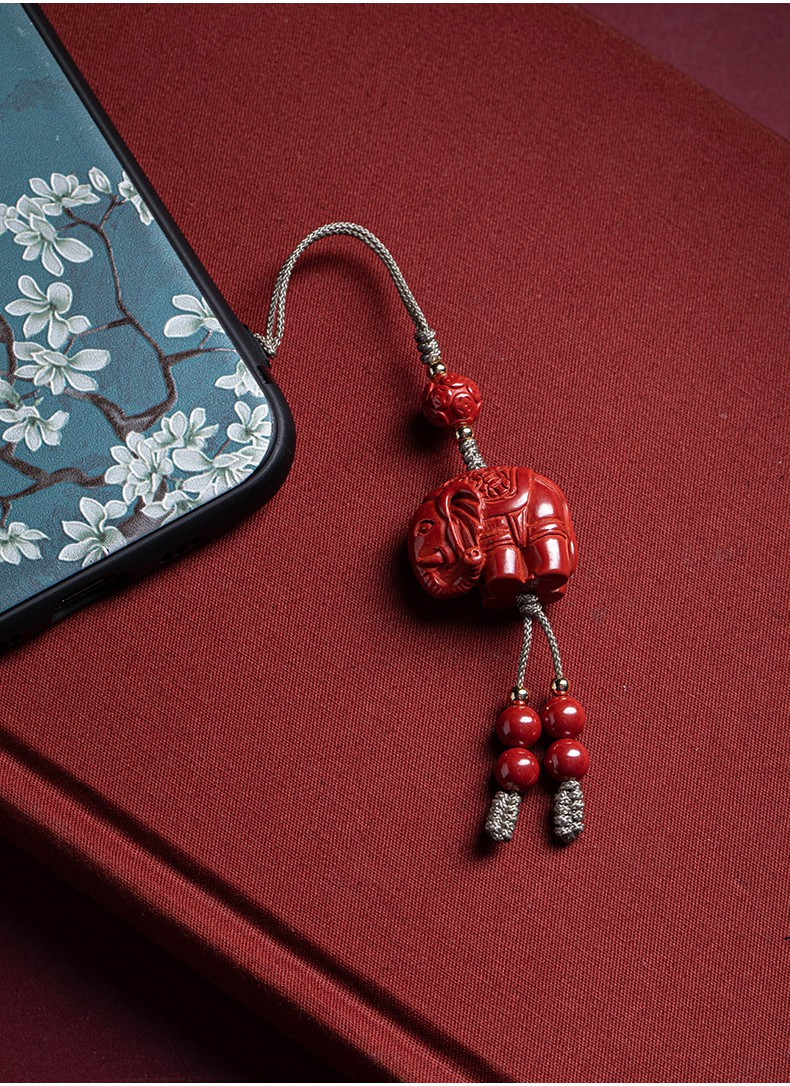 青鹊凰朱砂吉象如意手机链挂饰砂男女个性创意古风挂件
