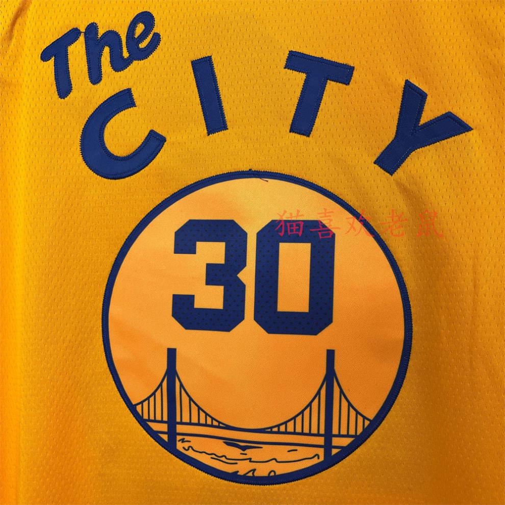 体育官方旗舰店同款勇士队 30号curry 库里 nba75周年 蓝色 刺绣球衣