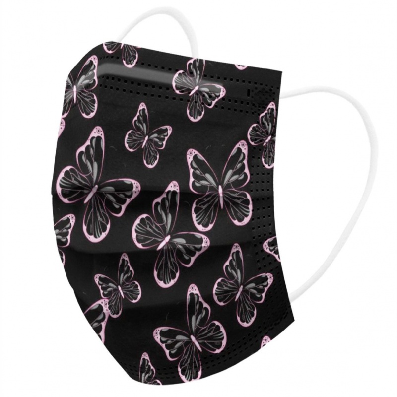 南厝新品漂亮口罩印花口罩女三层女神女款春季新款时尚潮流网红蝴蝶
