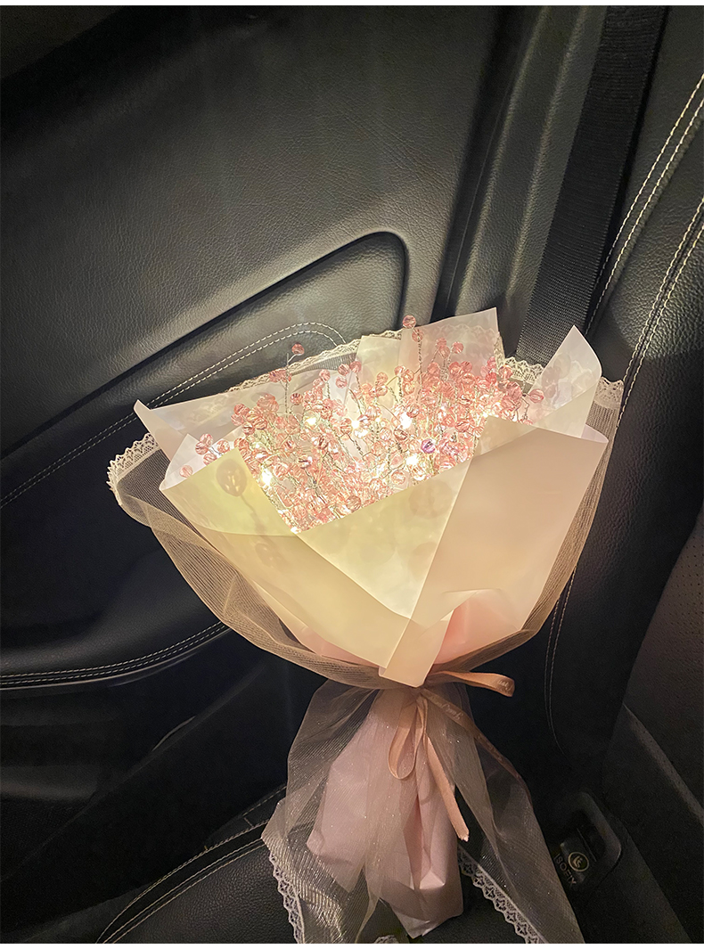 满天星灯花束diy材料包装饰灯摆件七夕送闺蜜女朋友礼物纯净白玻璃珠