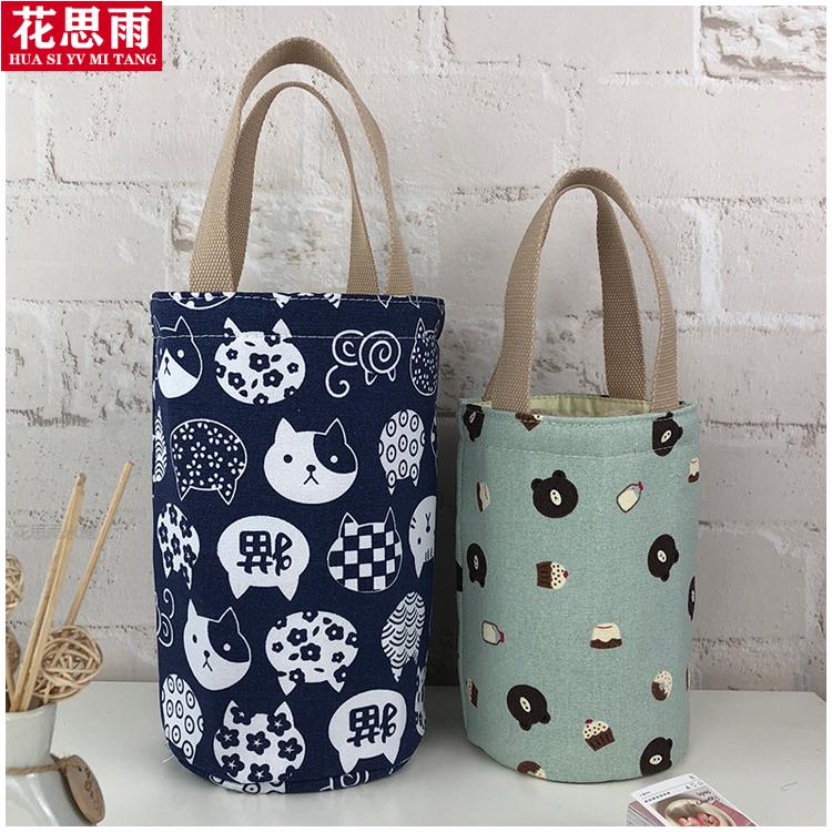 饭盒袋子圆形大号手提学生圆形饭袋便当包饭盒手提包午餐袋保温袋铝箔