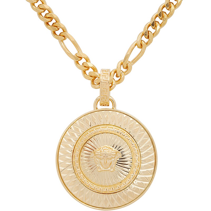 versace 范思哲 新款男士美杜莎坠饰时尚金属项链 金色dg17922 djmt d
