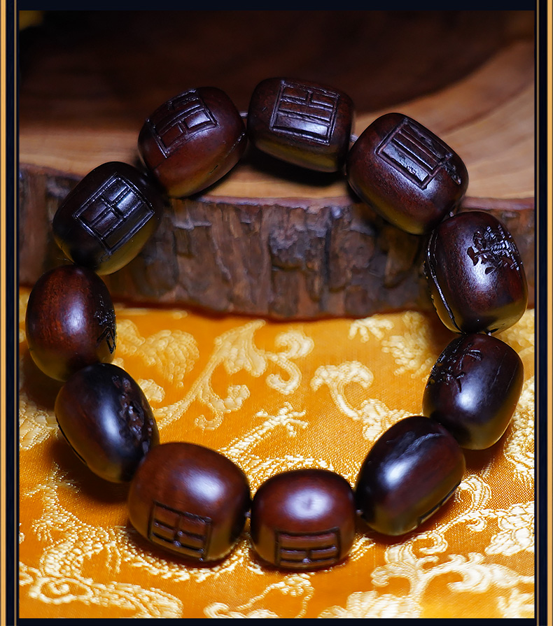 梦莹 雷击木手串玉化枣木 雷焦纯手工打磨道珠道教法器 手串枣木-经典