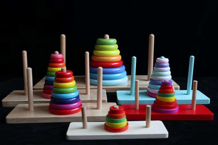 汉诺塔八层密室逃脱游戏道具科技馆创意礼物8层八阶汉诺塔木制玩具河