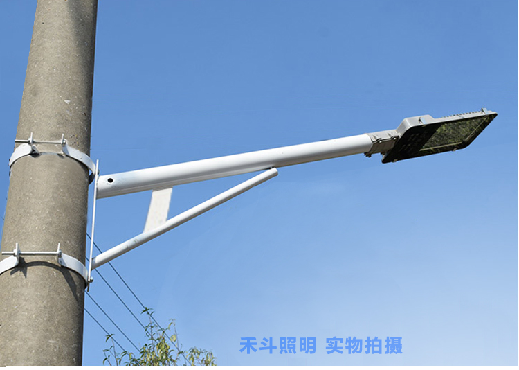 新农村路灯杆挑臂抱箍不锈钢加长路灯支架弯架户外抱柱电线杆吸墙加厚