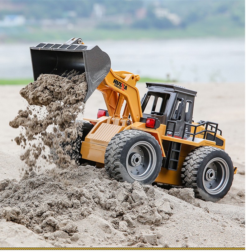 汇纳工程车合金推土机车儿童电动装载机小铲车3-6岁男孩玩具 两电一充