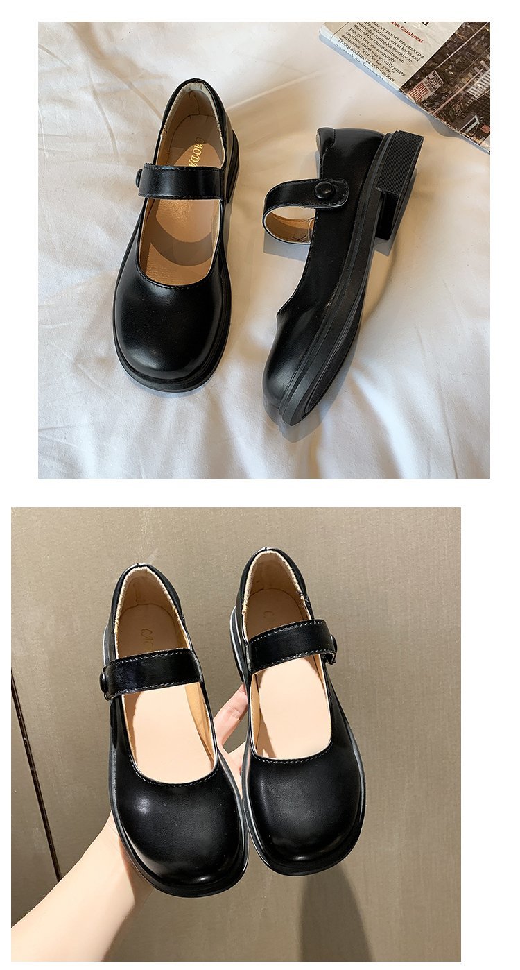 中学生女生穿的小皮鞋初中生小学生白黑色少女孩校服朗诵公主鞋合唱团