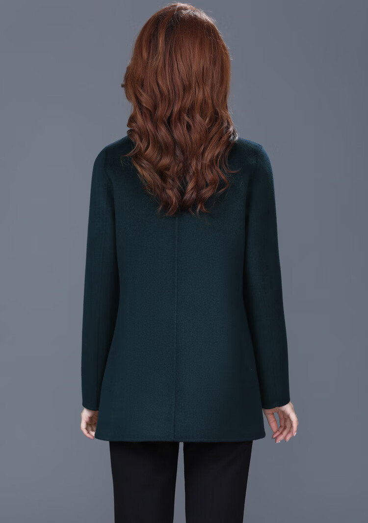 双面大衣款毛呢外套女短款洋气中年双面呢秋冬 暗普兰 4xl【图片 价格