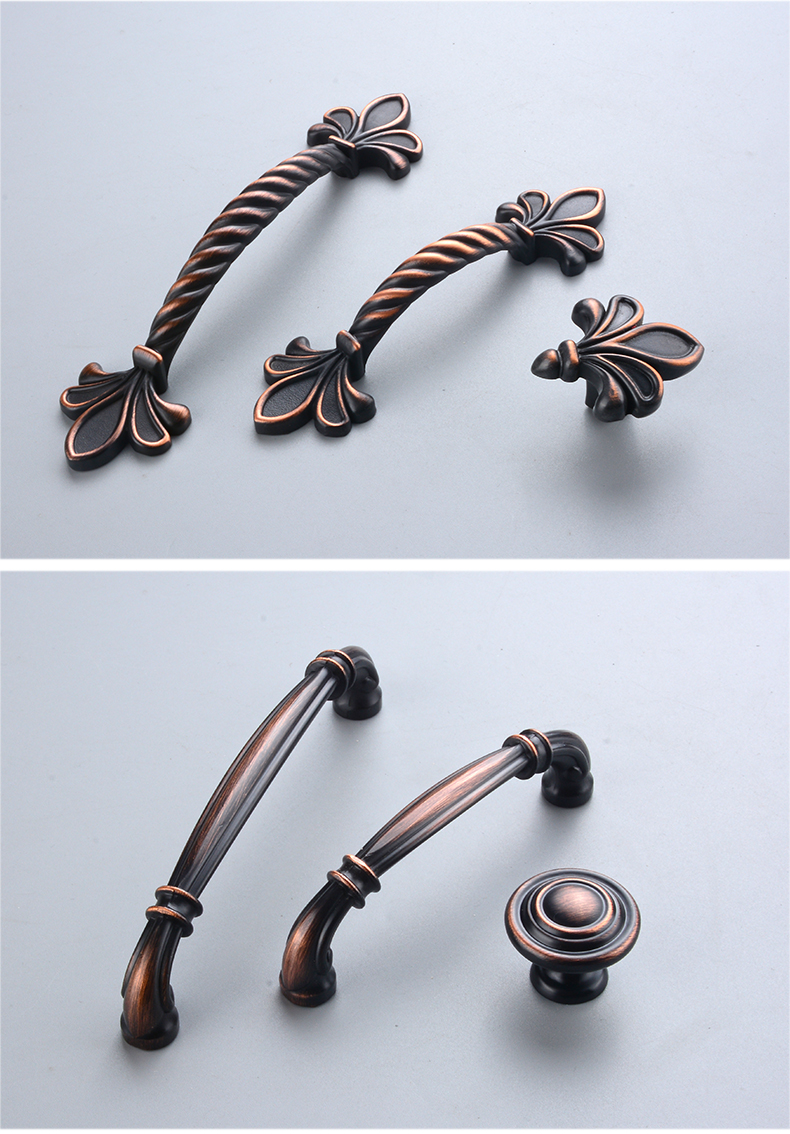 现代简欧衣柜橱酒电视柜抽屉门把手中式复古红古铜单孔圆形小拉手t1