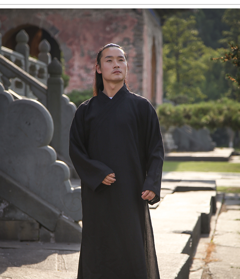 武极堂古风居士服男女同款道士服武当道袍蚕丝麻长袍道士服装太极服