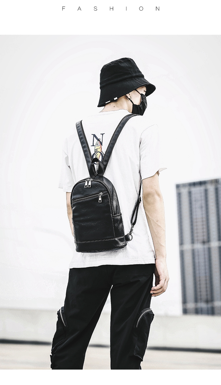 ularks轻奢品牌真皮多用途单肩双肩男包时尚胸包学生牛皮男前背包三用