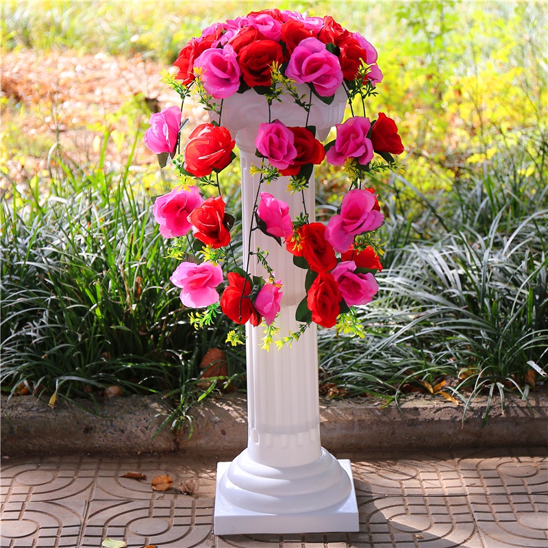 新款欧式婚庆罗马柱路引花柱中式婚礼t台布置引路花球拱门花门架 香槟