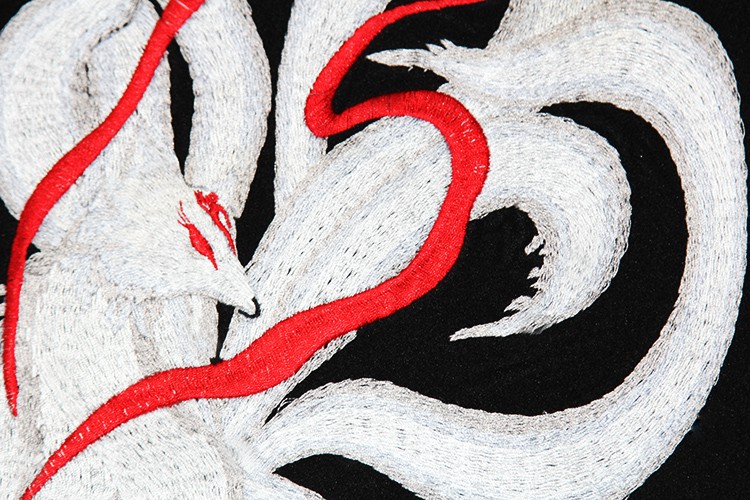 山海经九尾狐汉服男九尾灵狐斗篷女重工刺绣冬季加厚披风