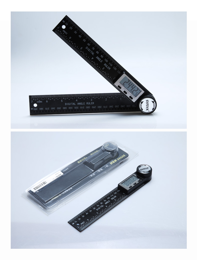 数显角度尺不锈钢90度直角多功能电子木工测量仪工业量角器200mm金属
