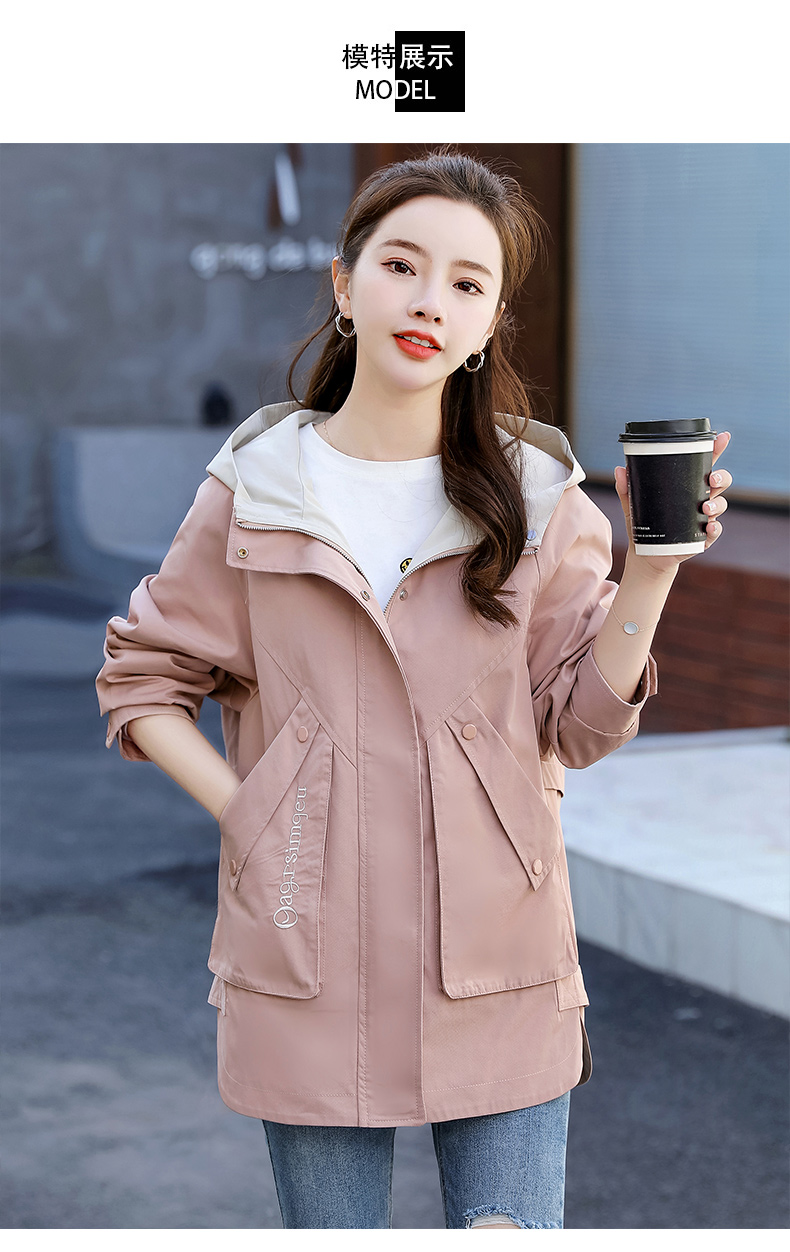 韩版宽松休闲小风衣女中长款春季外套2021新款女装 米白色 l