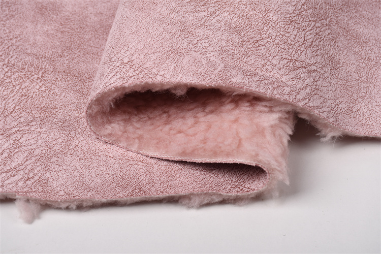 厚款皲裂纹麂皮绒复合羊羔绒布料冬季外套马甲皮毛一体保暖泰迪绒