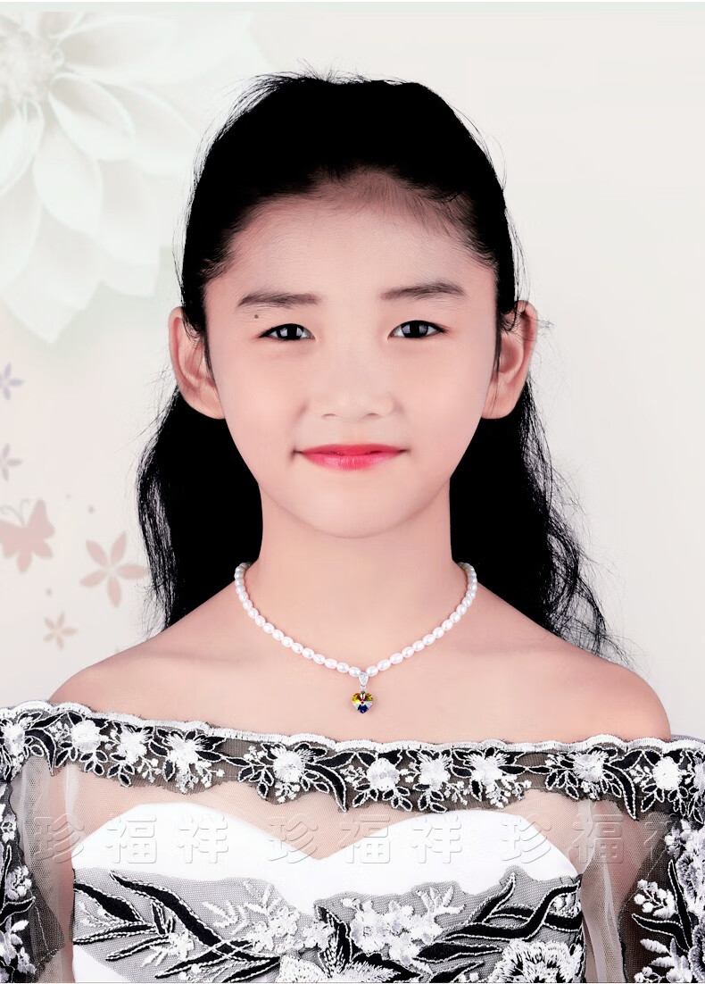览日鸟新品 儿童珍珠项链学生女款天然吊坠生日礼物 女孩少女 小珍珠