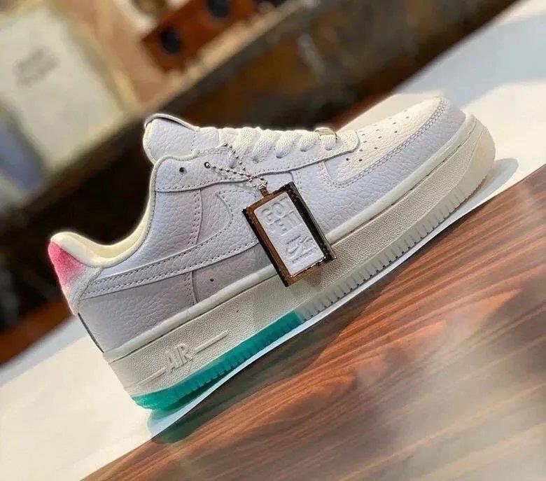 秋季 空军一号 af1白绿粉寿桃渐变泼墨 休闲滑板鞋 36 寿桃【图片