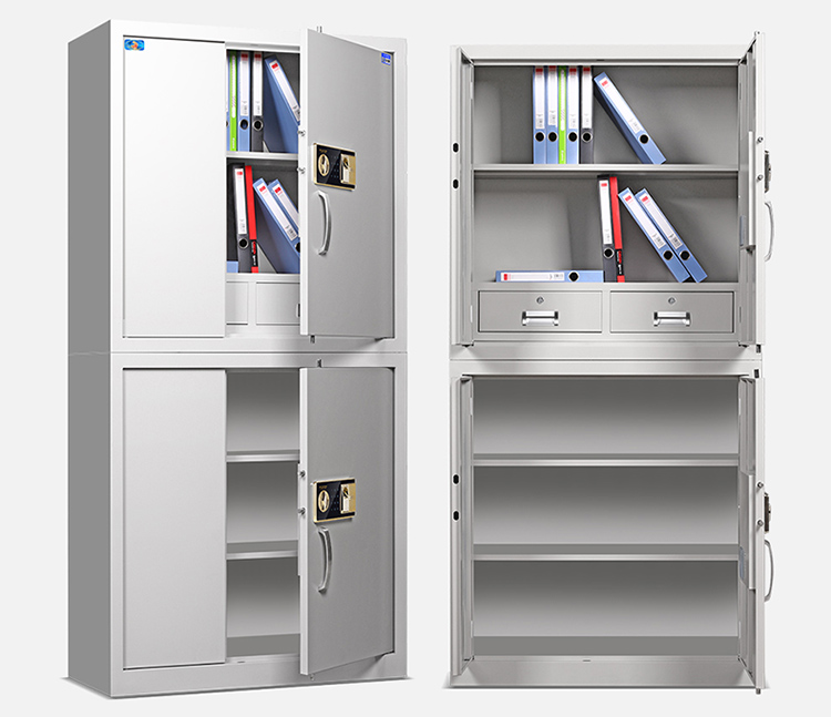 电子密码保密柜双节文件柜资料柜档案柜铁皮柜上节电子密码锁钥匙密码