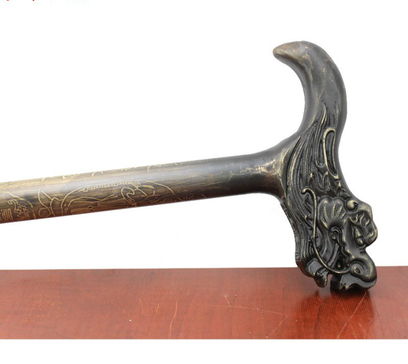 毕业季宋老师的礼物纯铜拐杖黄铜拐杖铜龙头拐杖生肖拐杖头工艺品摆件