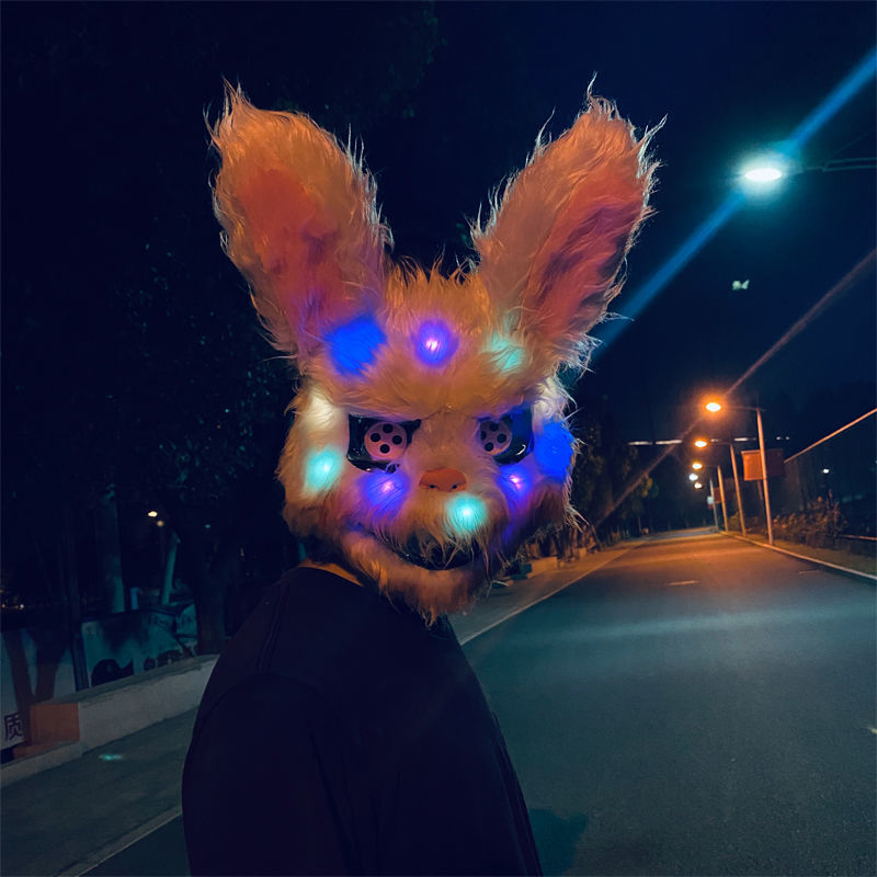 血腥兔子头套 血腥兔面具男女抖音快手网红同款杀手兔面具狐狸猫恐怖