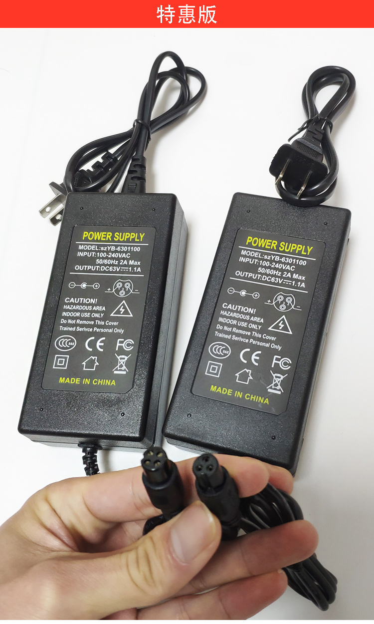 小米领奥两双轮平衡车三孔四孔原装63v充电器548v电源线54v通用标准版