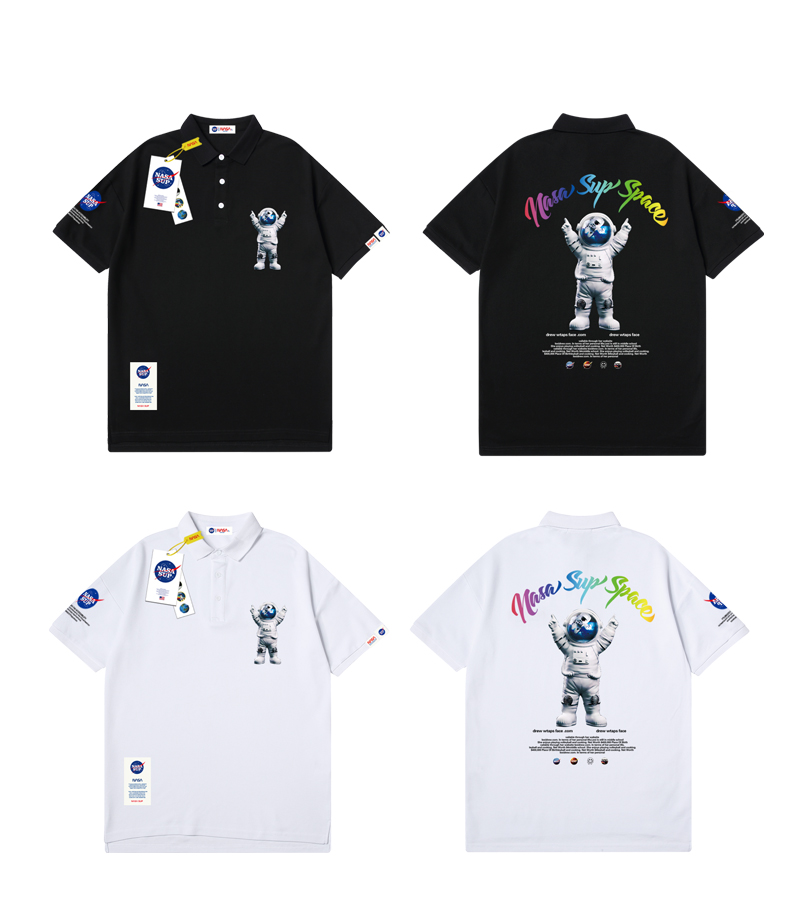 展创联名nasasup官网宇航员夏季潮流情侣短袖polo衫短袖男polo89003