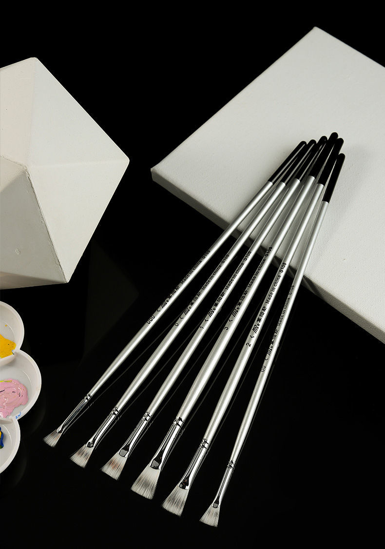 现货直发黑骑士扇形笔水粉笔套装美术专用油画笔单支软毛丙烯画画笔