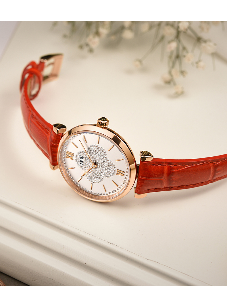 i&w carnival hwguoji瑞士i&w手表女镶钻幸运草女表薄女士防水时尚iw