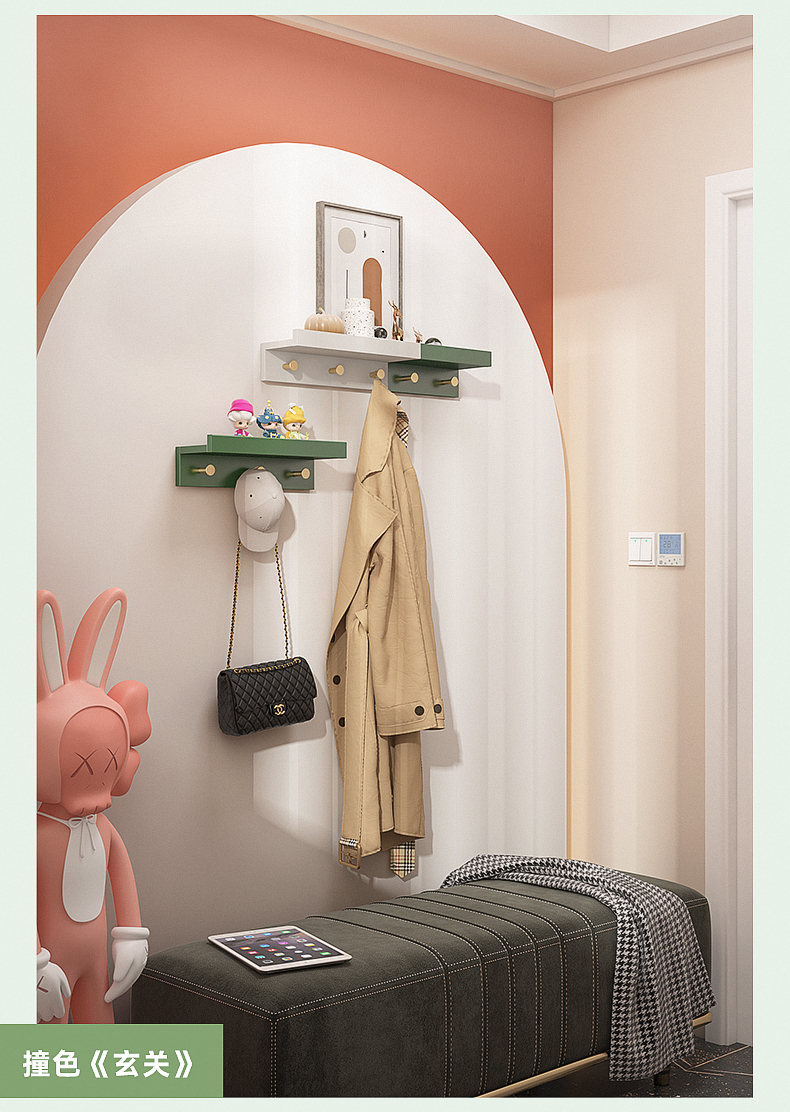 进门挂衣钩壁挂墙上门口钥匙置物架创意入户玄关挂钩衣服帽挂衣架复古