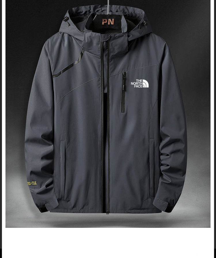 tnf北面北脸男装2022春新款运动夹克男大码宽松连帽冲锋衣户外防风