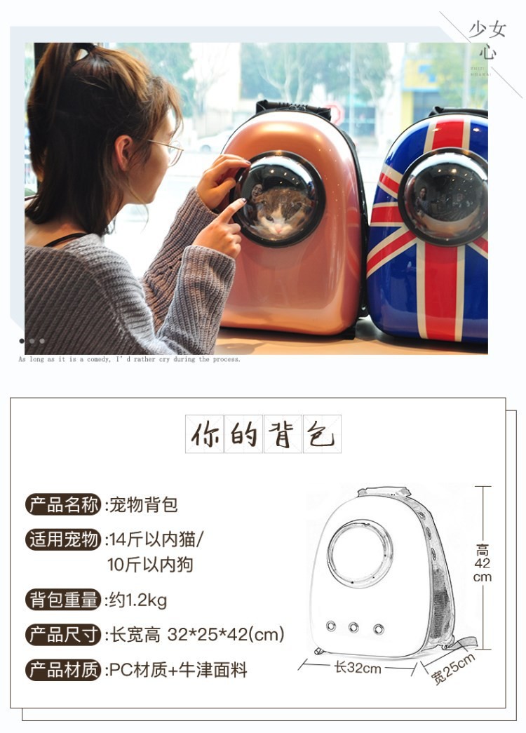 豆乐奇猫包太空宠物舱包外出便携狗狗装猫笼子双肩猫袋用品书包猫咪