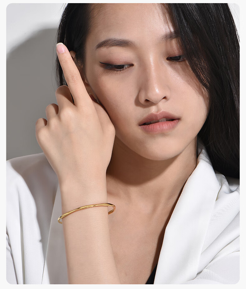 世纪缘珠宝 黄金莫比乌斯手镯 足金女款实心环精品素圈金镯子 送女友