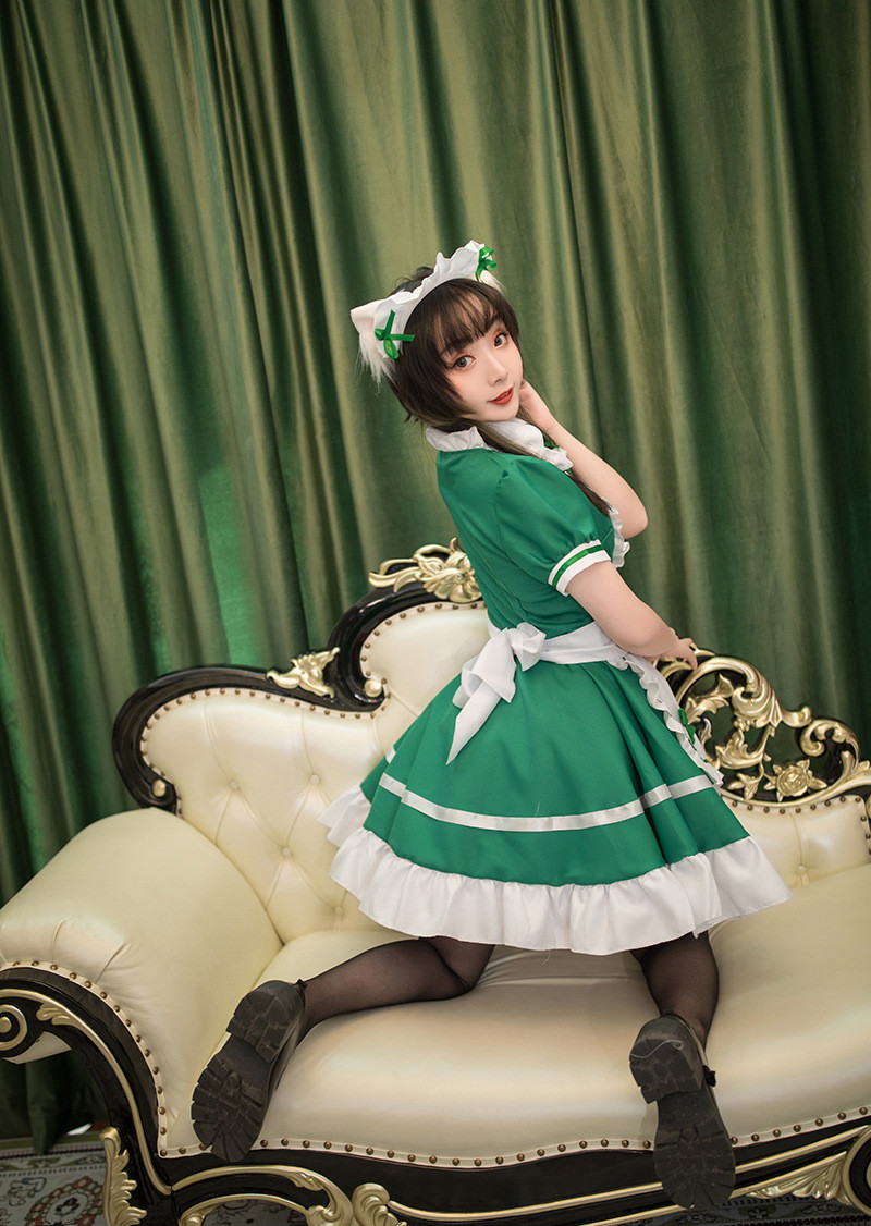 女仆装cosplay萌日系动漫异世界 餐厅咖啡厅工作服长裙多色女佣装 粉