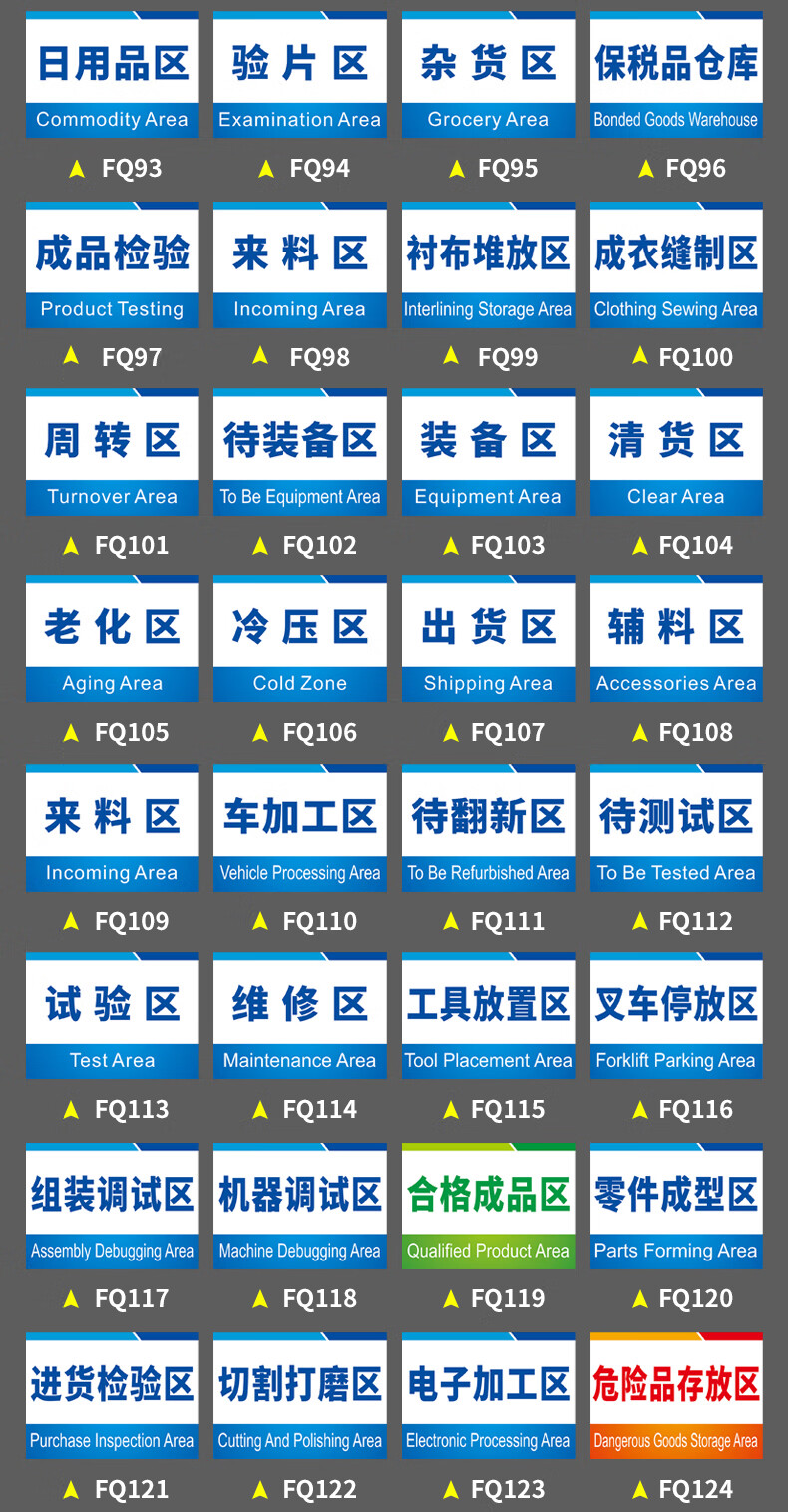 工厂生产车间仓库标识牌分区牌子厂区成品不良品出货周转区域划分悬挂