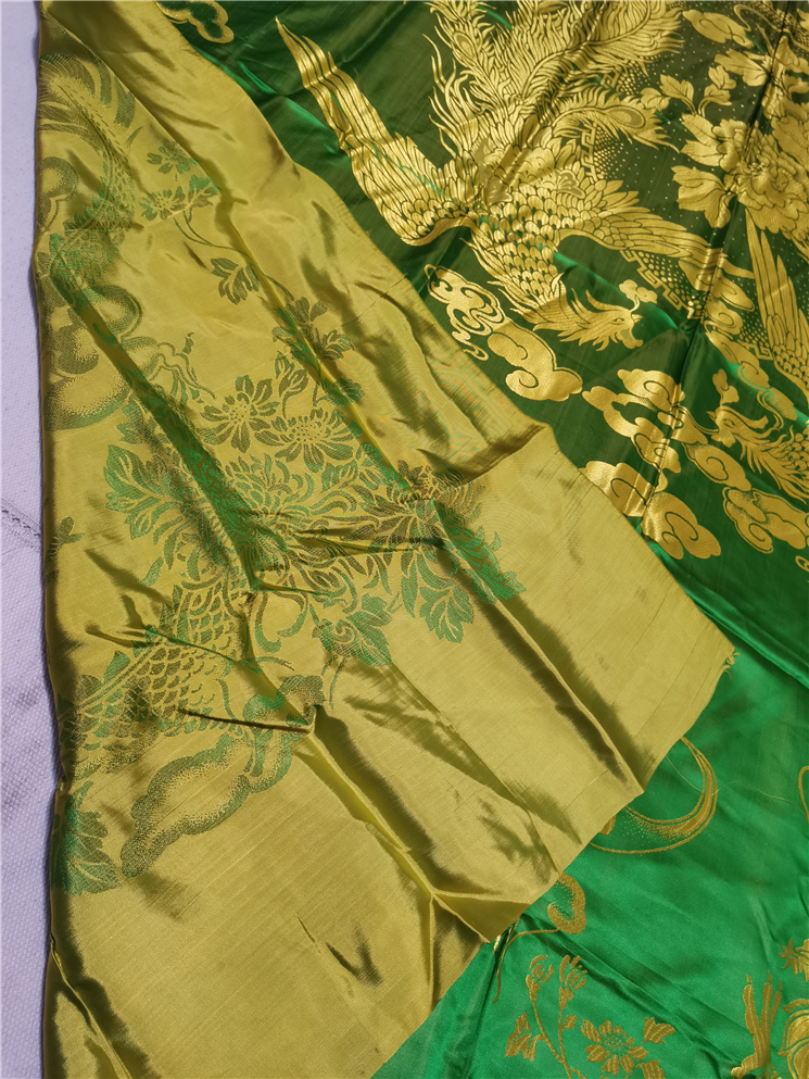 被面 结婚 八十年代老式复古真丝软缎被面面料桑蚕丝中国民族风背面