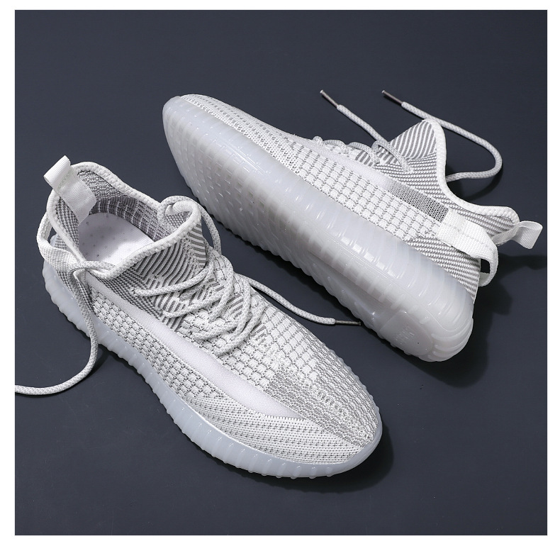 椰子鞋男鞋2021夏季新款透气男士飞织休闲网面运动鞋 f08冰蓝 39