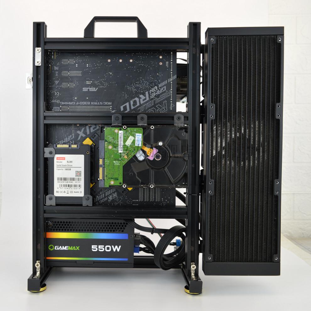 开放式机箱框架开放式全铝框架电脑机箱主板反装电源下置diy定制水冷