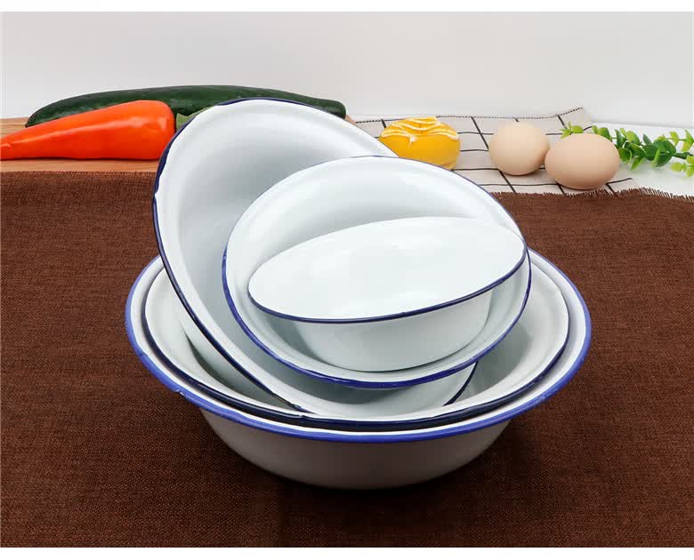 老式搪瓷碗搪瓷饭盆老式怀旧盆子汤碗汤盆1424cm多尺寸搪瓷饭碗14cm