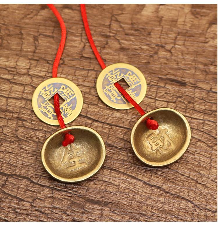 求签铜贝壳铜钱连体圣杯圣卦阴阳杯打卦求神铜扁形圣杯a款加厚纯铜