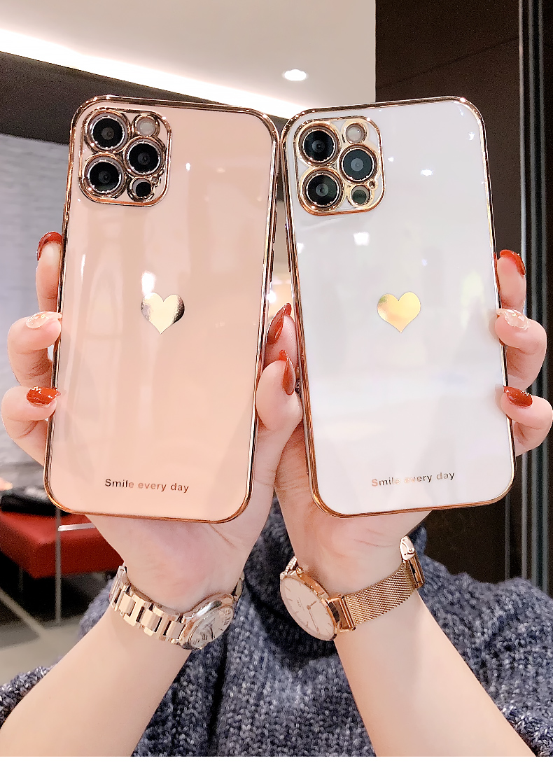 iphone12 粉色金边爱心【送钢化膜送挂绳