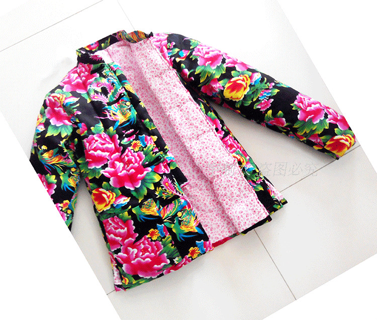 花棉袄东北大花袄女冬成人手工棉衣大花布棉袄居家服加厚大件 浅色小