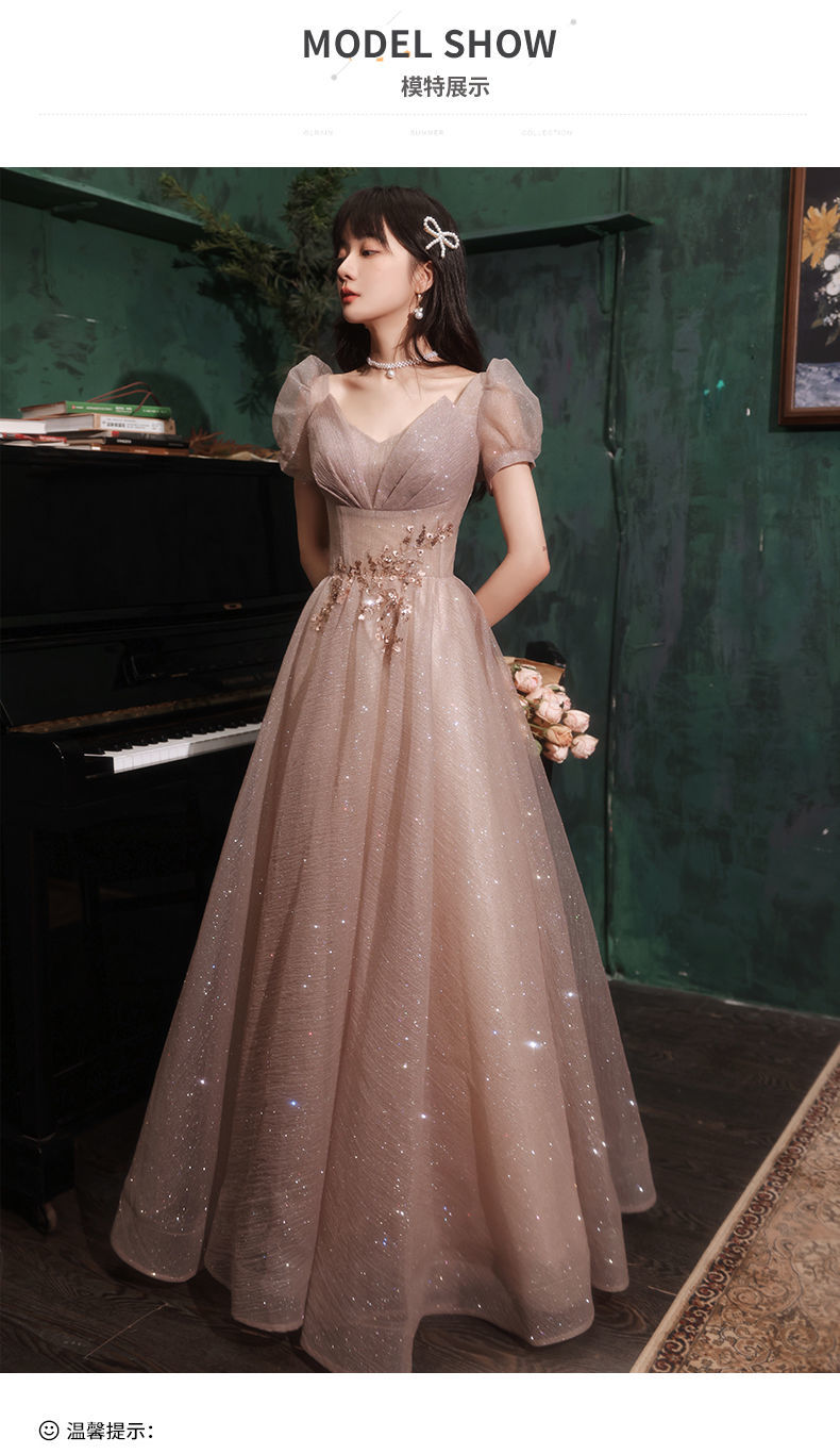 晚礼服女新款宴会气质优雅女士订婚礼服小个子秋冬晚礼服裙女新款气质