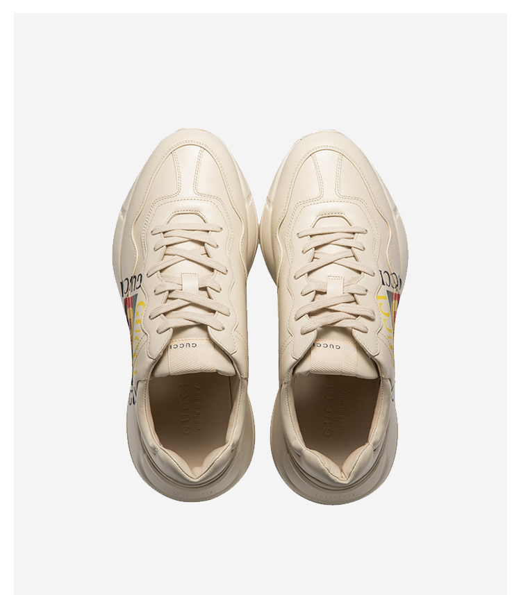 买手代购古驰guccirhyton系列gucci标识皮革休闲运动鞋500878dr白色43