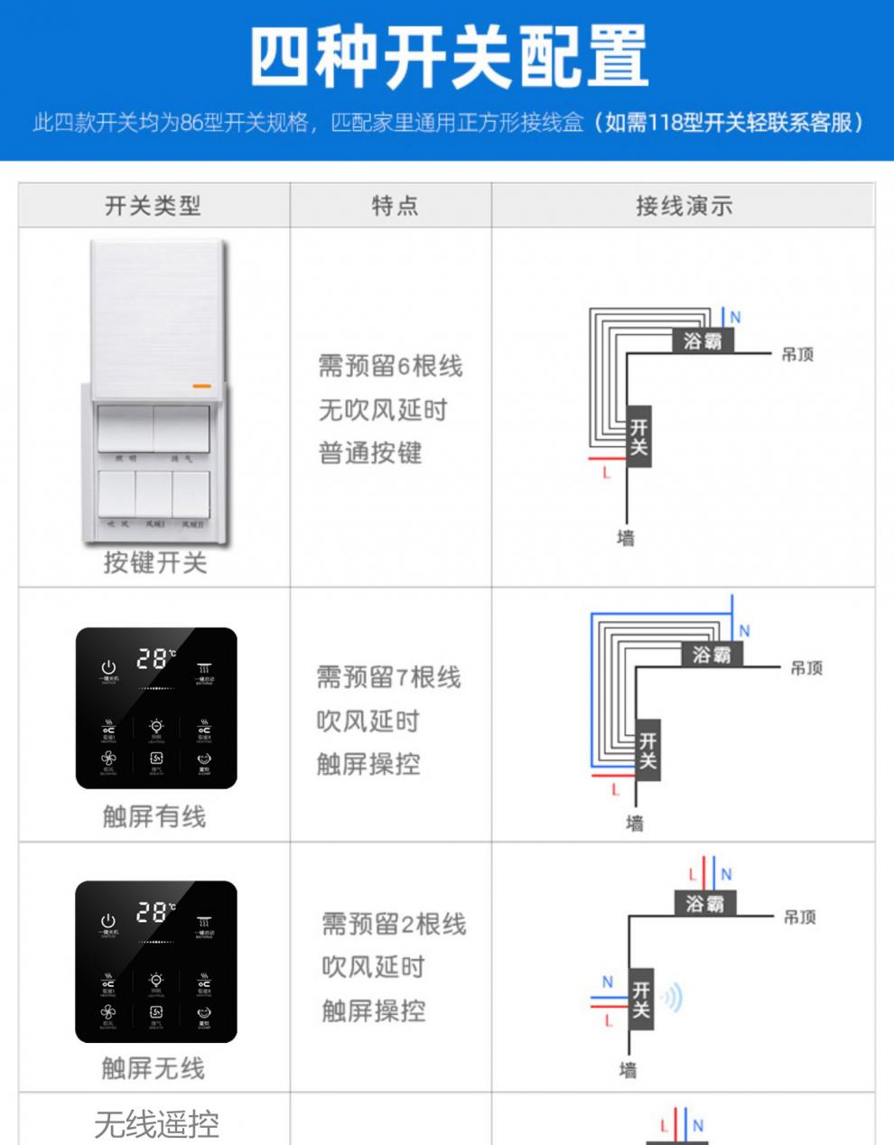 银单风暖-按键开关 预留4根线【图片 价格 品牌 报价】-京东