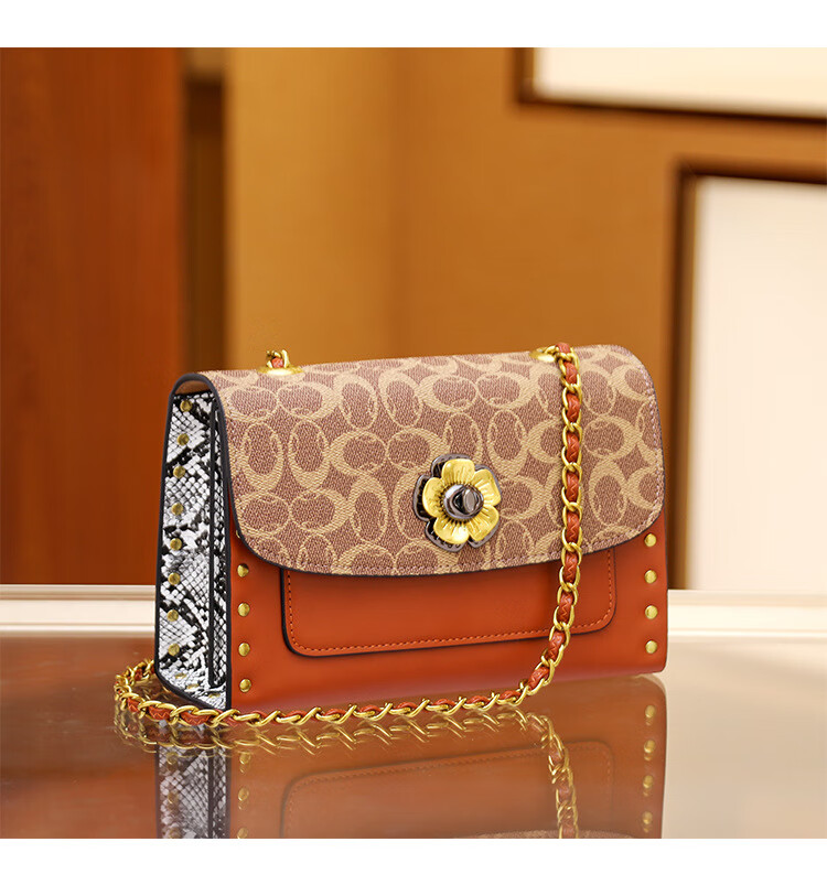 香港代购mk真皮专柜正丶品女包22新款质感链条山茶花手提单肩斜挎包送